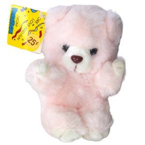 VTG  1984 PRESTIGE Pink Teddy Bear Brown Nose Stuffed Animal Plush with Tag HTF